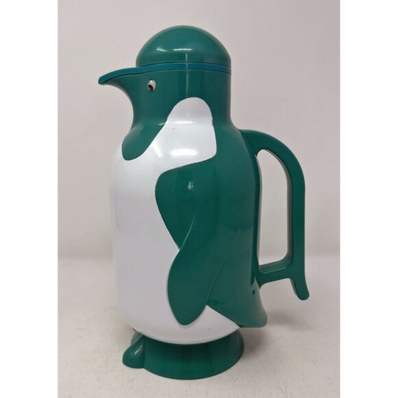 1980s/1990s METROKANE THE PENGUIN THERMAL CARAFE Hot Cold Thermos 1 Quart GREEN - Picture 2 of 12